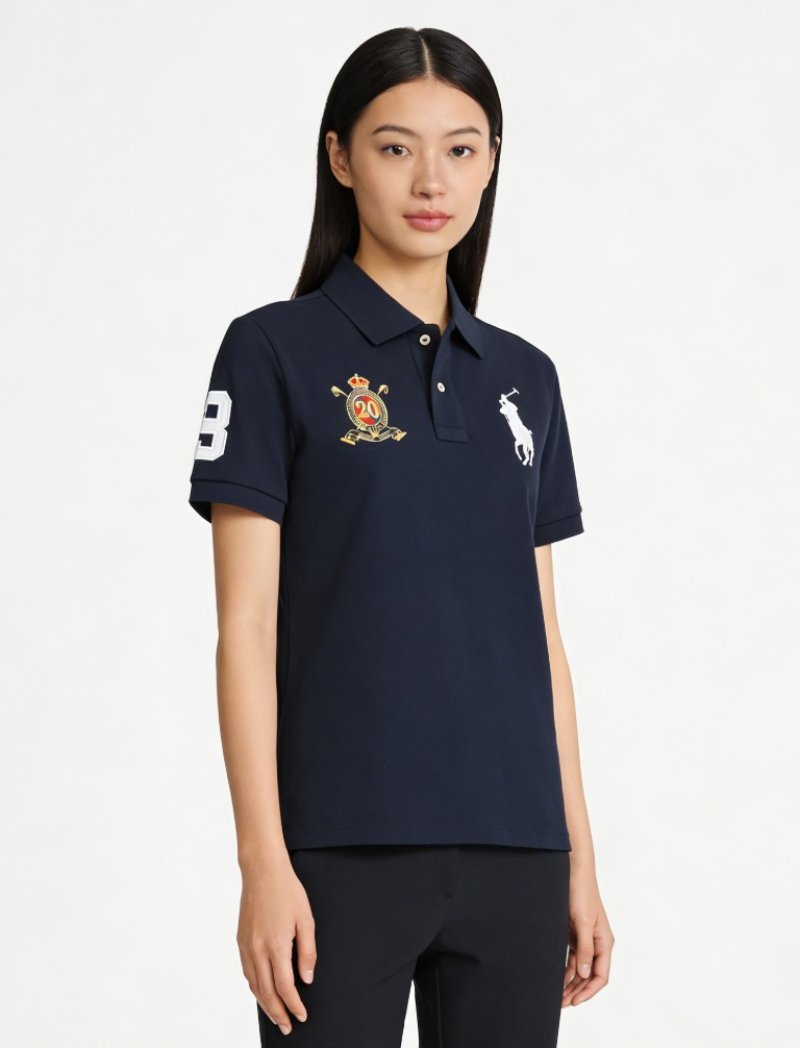 Polo Ralph Lauren Navy Polo Shirt with Number 3 Logo view