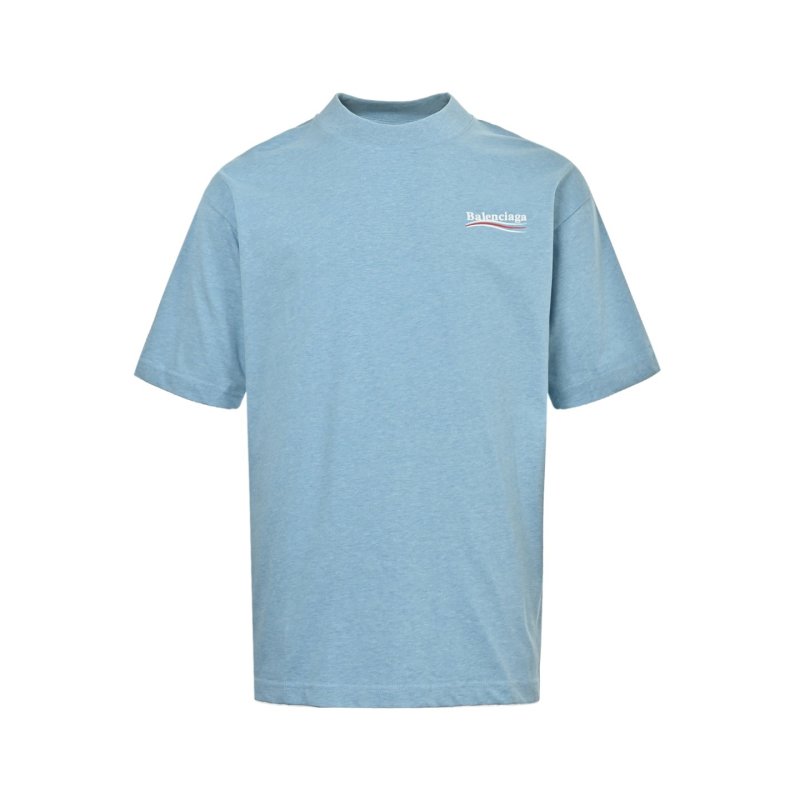 Blue Short Sleeve T-Shirt with Small Embroidered Logo
