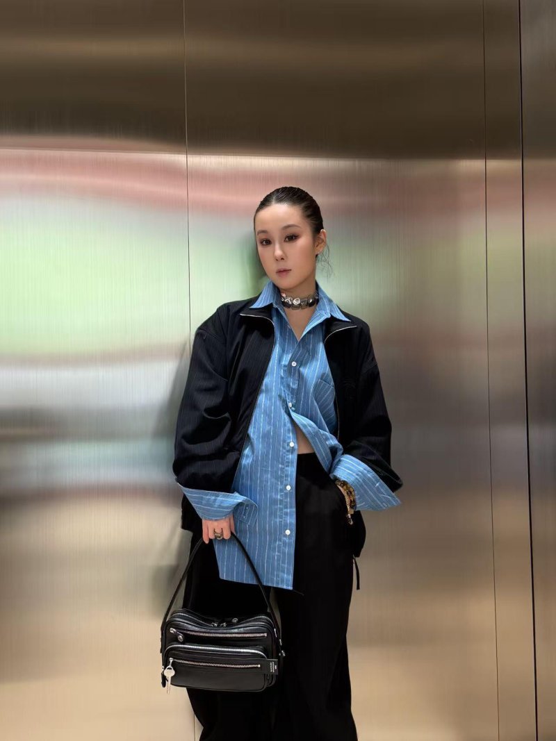 Black Oversized Puffer Jacket with Embroidered Detail view