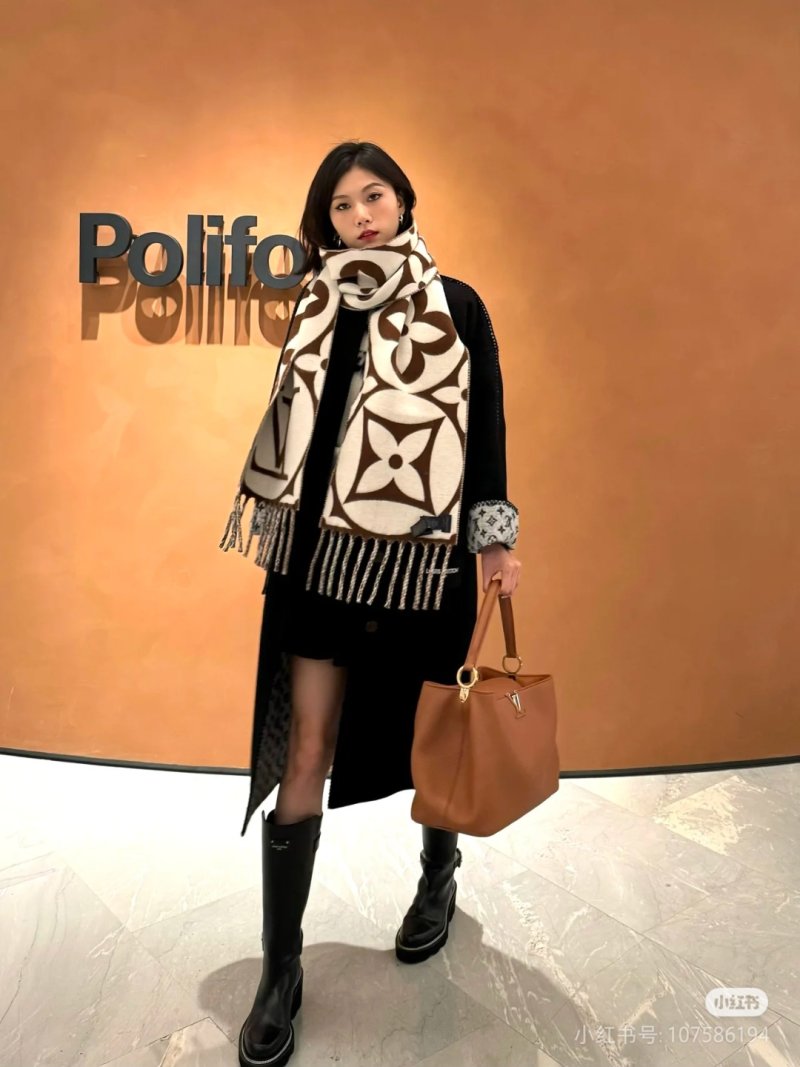 Louis Vuitton LV Monogram Double-Sided Wool Cashmere Scarf - Brown view