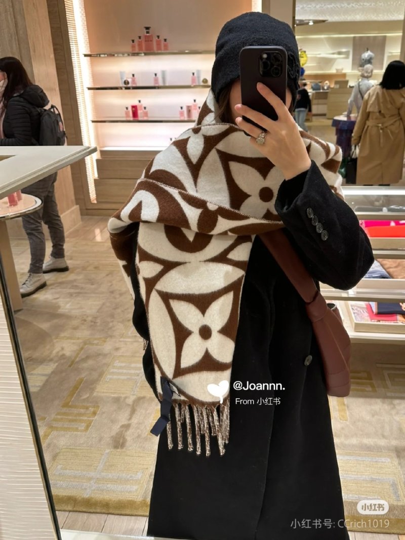 Louis Vuitton LV Monogram Double-Sided Wool Cashmere Scarf - Brown view