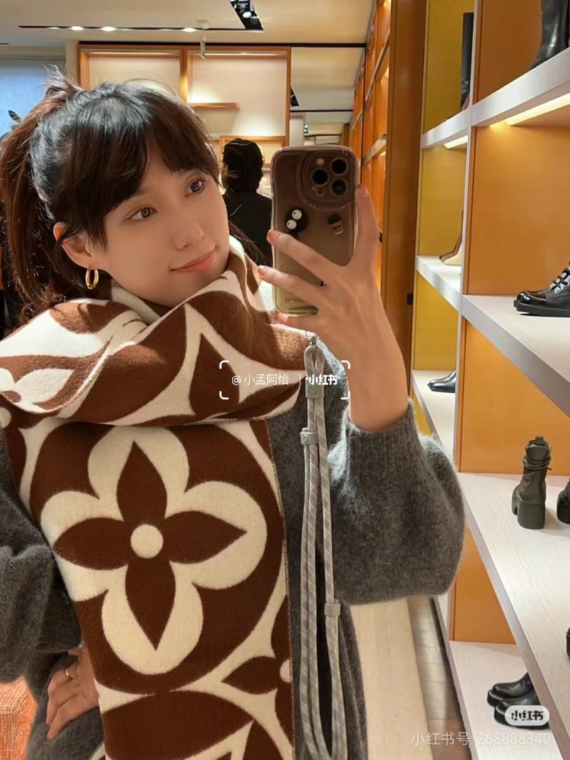 Louis Vuitton LV Monogram Double-Sided Wool Cashmere Scarf - Brown view