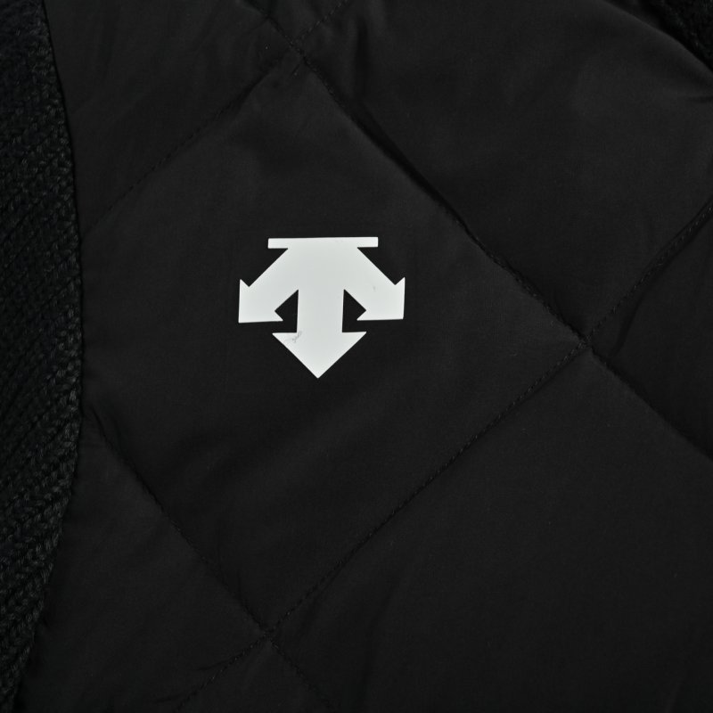 Black Puffer Down Jacket with Ribbed Knit Sleeves view
