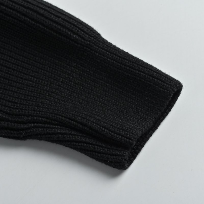 Black Puffer Down Jacket with Ribbed Knit Sleeves view
