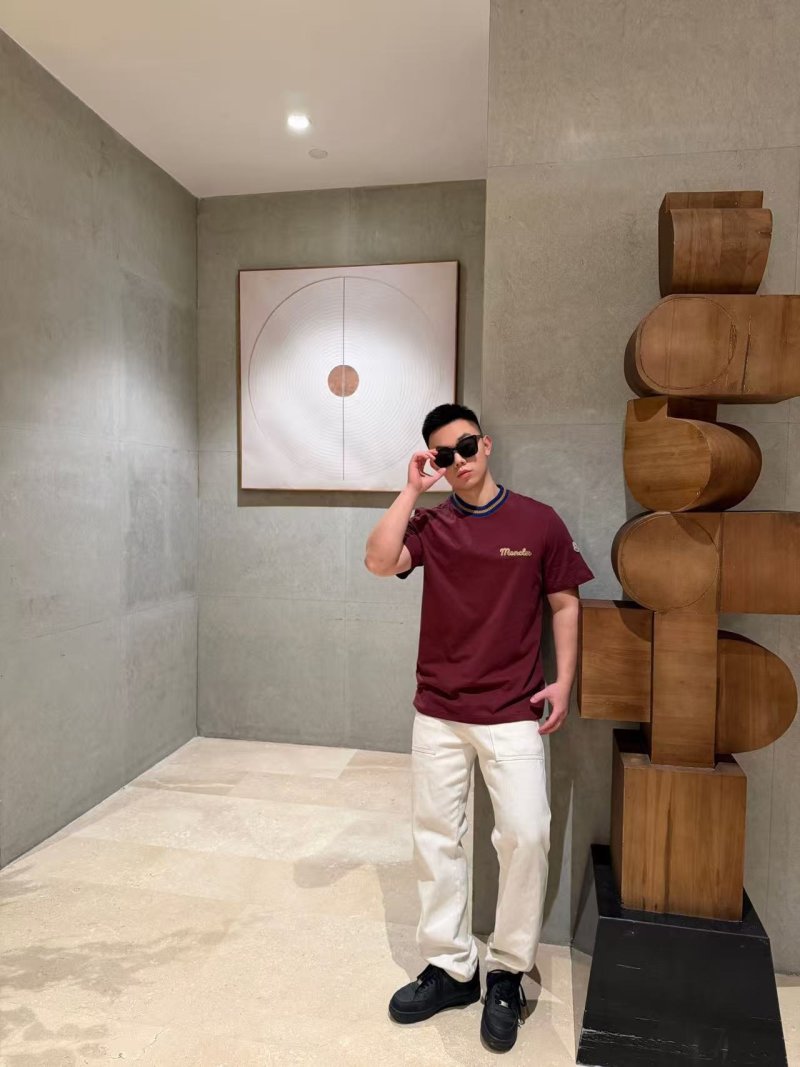 Maroon Embroidered Logo Short Sleeve T-Shirt