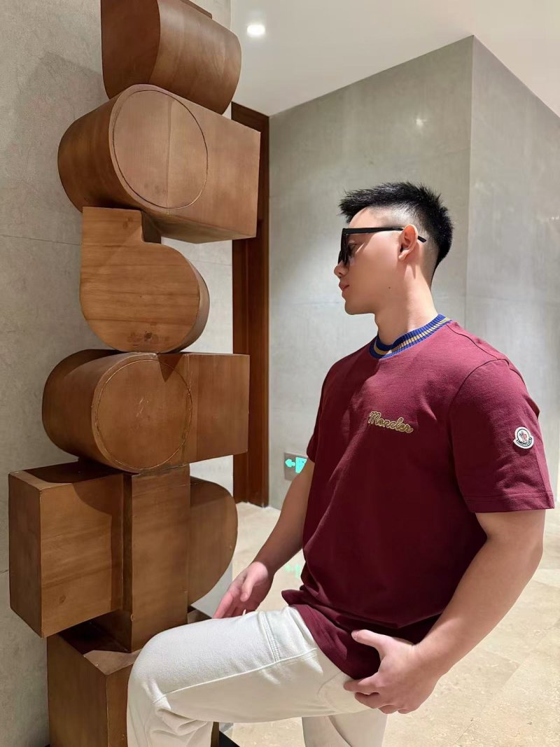 Maroon Embroidered Logo Short Sleeve T-Shirt view