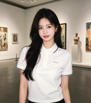Miu Miu White Polo Shirt with Navy Trim