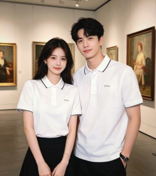 Miu Miu White Polo Shirt with Navy Trim view 9