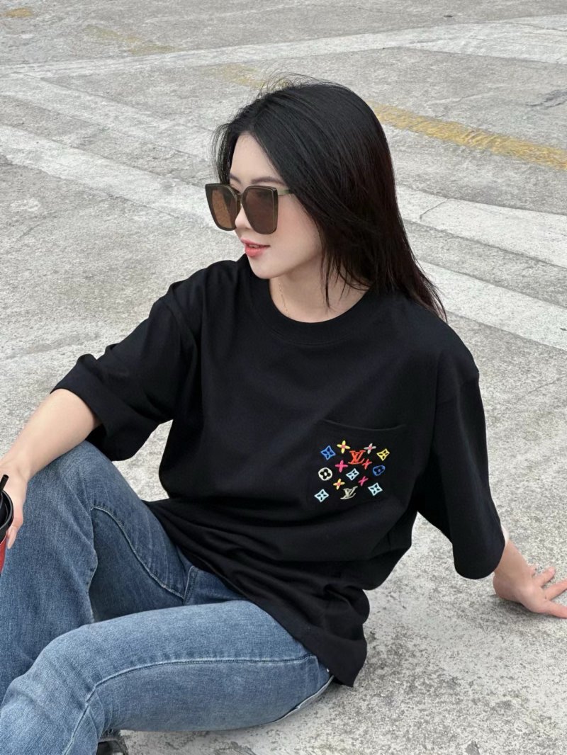 Louis Vuitton Monogram Embroidered Black T-Shirt