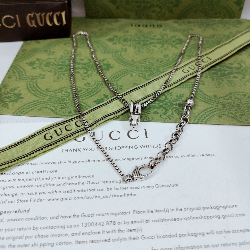 Gucci Rabbit Charm Silver Chain Necklace 2023