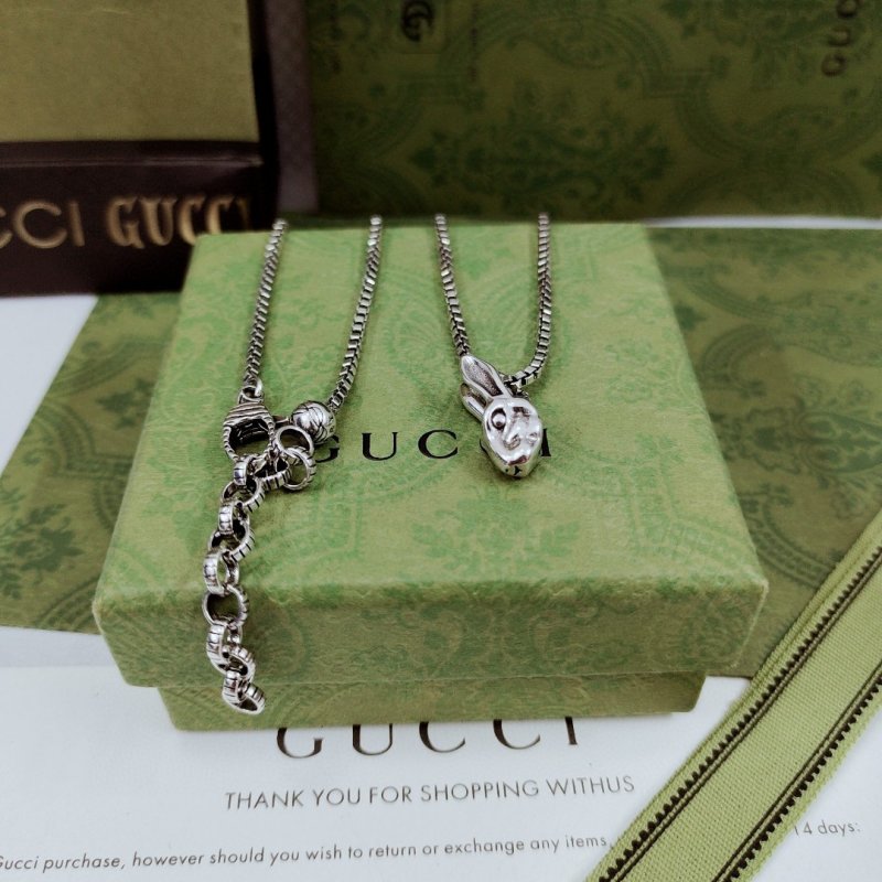 Gucci Rabbit Charm Silver Chain Necklace 2023 view