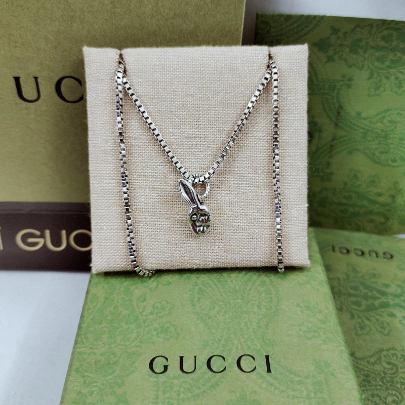 Gucci Rabbit Charm Silver Chain Necklace 2023 view