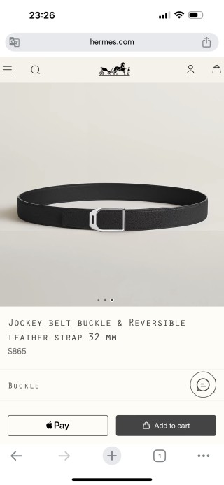 Hermès Jockey Belt Buckle & Reversible Leather Strap Black