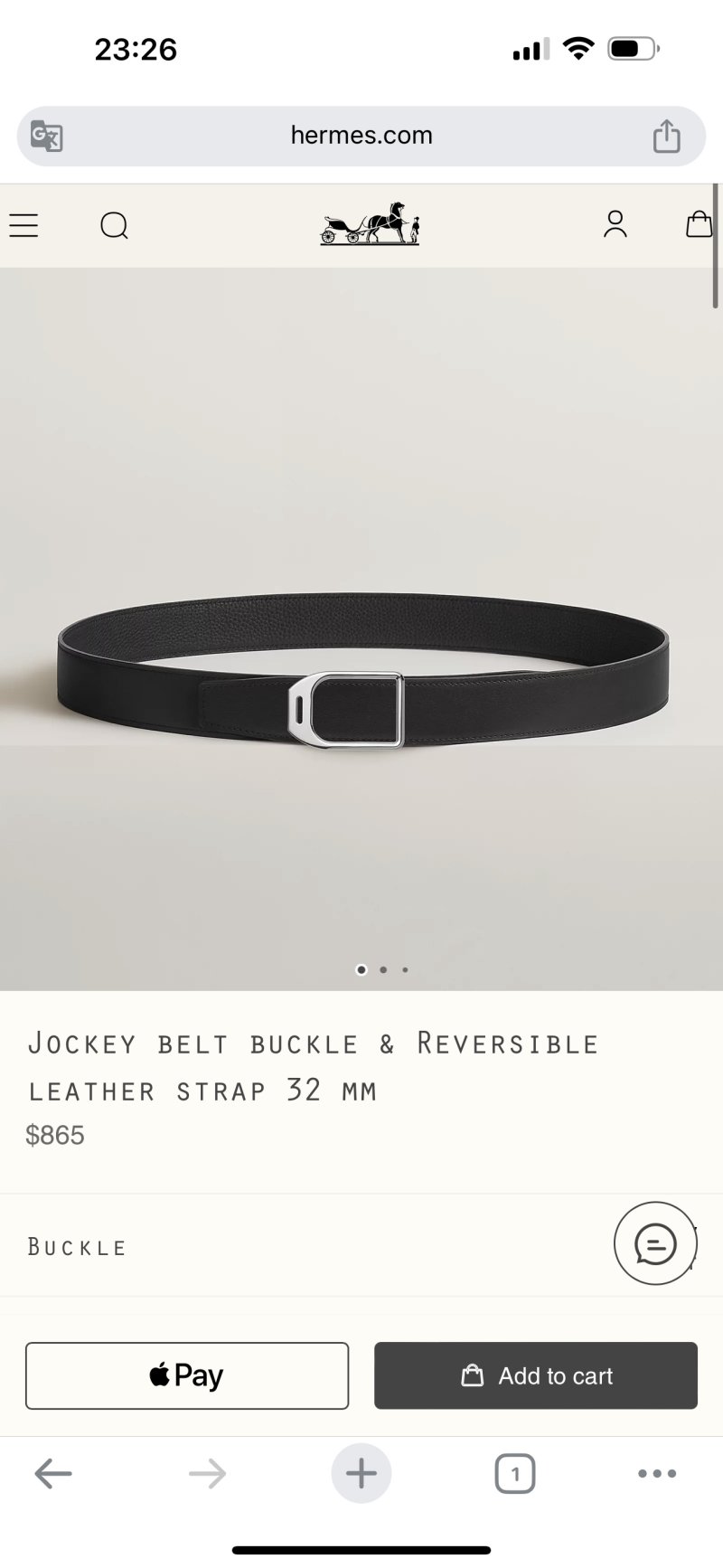 Hermès Jockey Belt Buckle & Reversible Leather Strap Black view