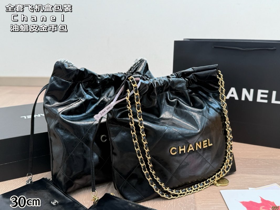 Chanel 22 Quilted Black Leather Shoulder Bag