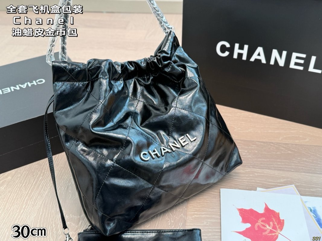 Chanel 22 Quilted Black Leather Shoulder Bag view
