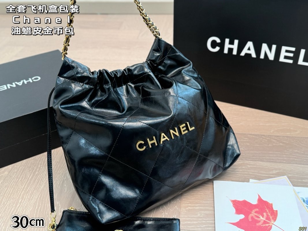 Chanel 22 Quilted Black Leather Shoulder Bag view