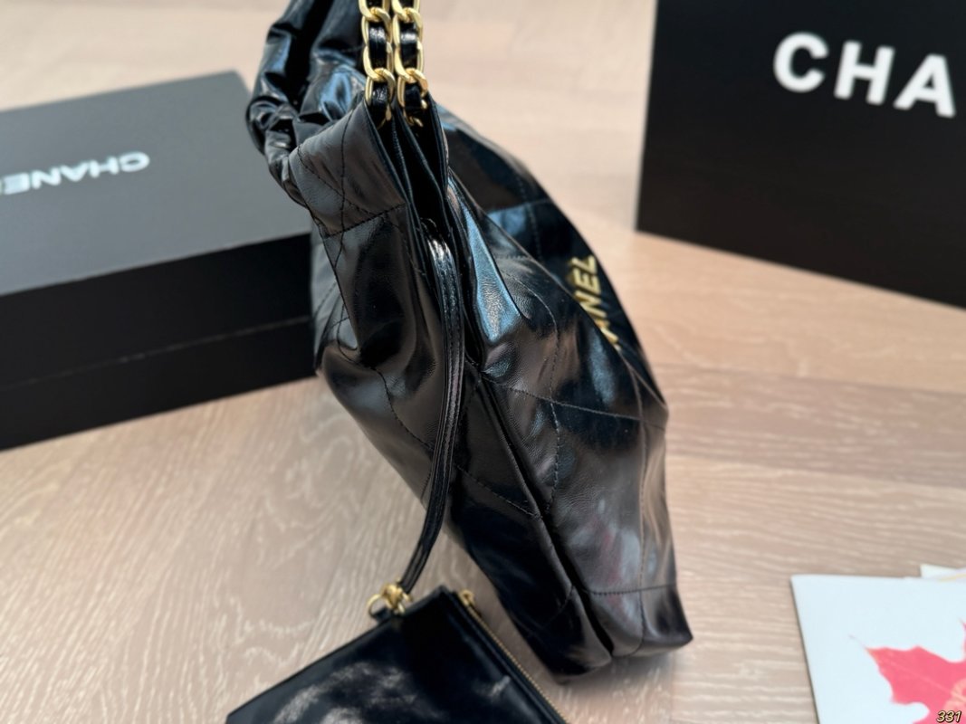 Chanel 22 Quilted Black Leather Shoulder Bag view