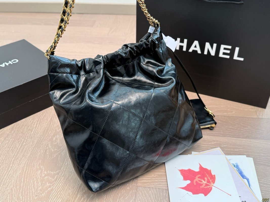 Chanel 22 Quilted Black Leather Shoulder Bag view