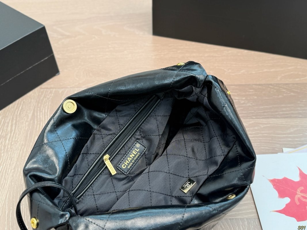 Chanel 22 Quilted Black Leather Shoulder Bag view