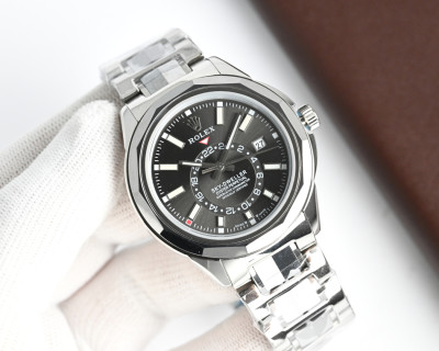 Rolex Sky-Dweller Inspired Mechanical Watch 42mm Silver view 3