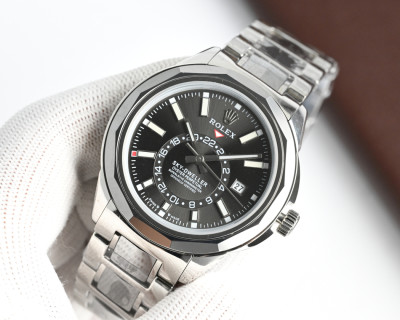 Rolex Sky-Dweller Inspired Mechanical Watch 42mm Silver view 6