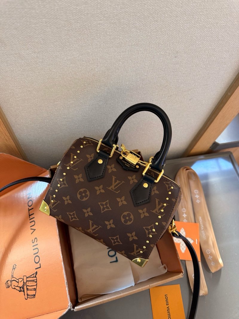 Louis Vuitton Speedy 20 Monogram Studded Pillow Bag Brown