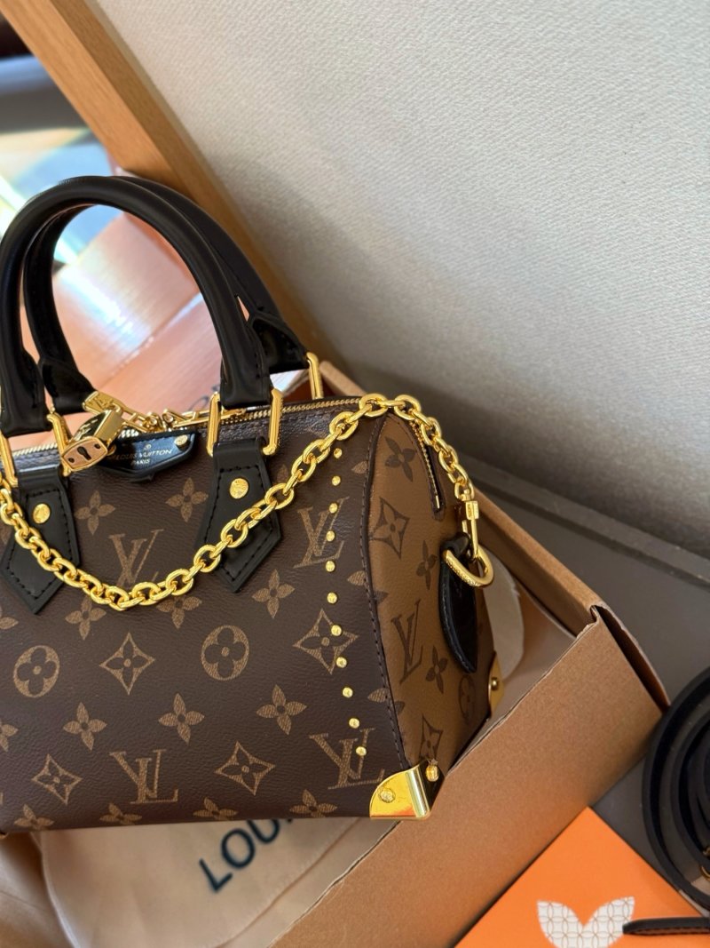 Louis Vuitton Speedy 20 Monogram Studded Pillow Bag Brown view