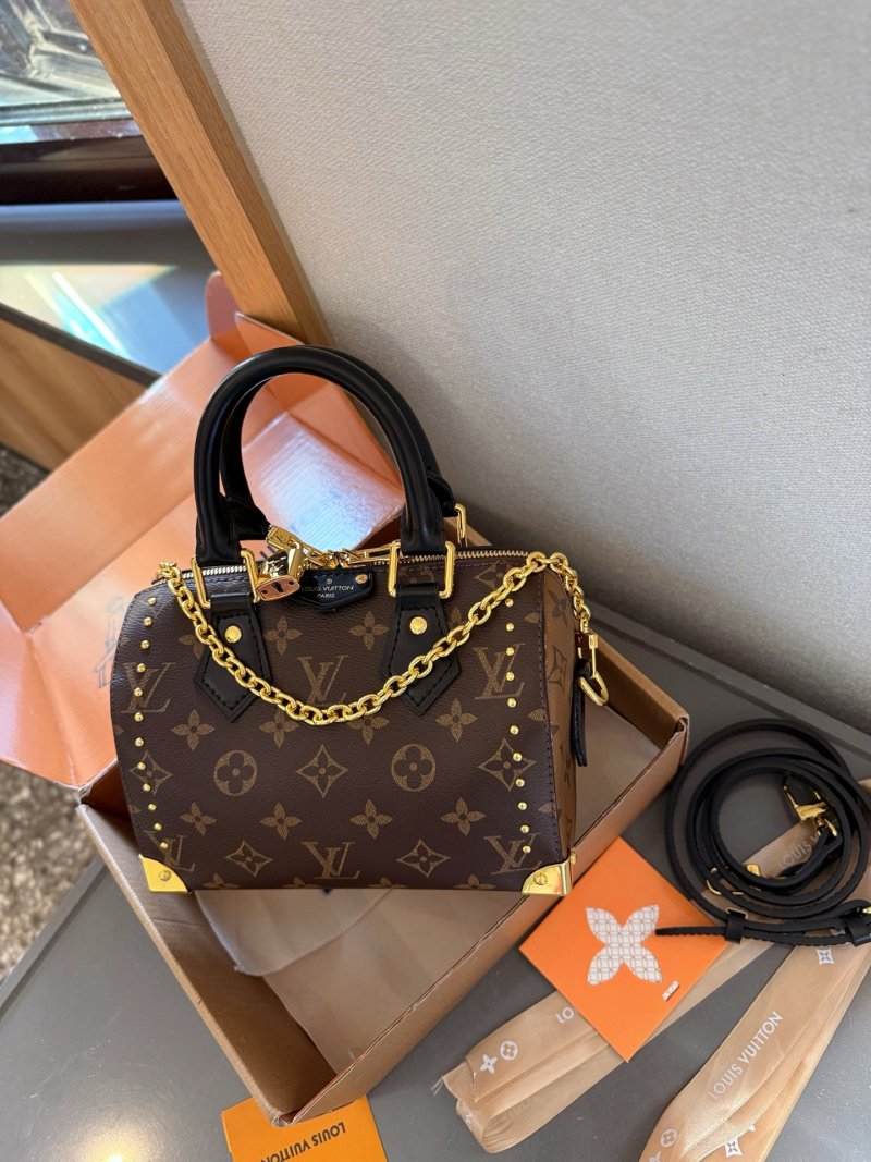 Louis Vuitton Speedy 20 Monogram Studded Pillow Bag Brown view