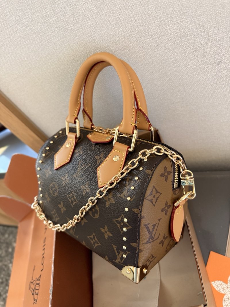 Louis Vuitton Speedy 20 Monogram Studded Pillow Bag Brown view