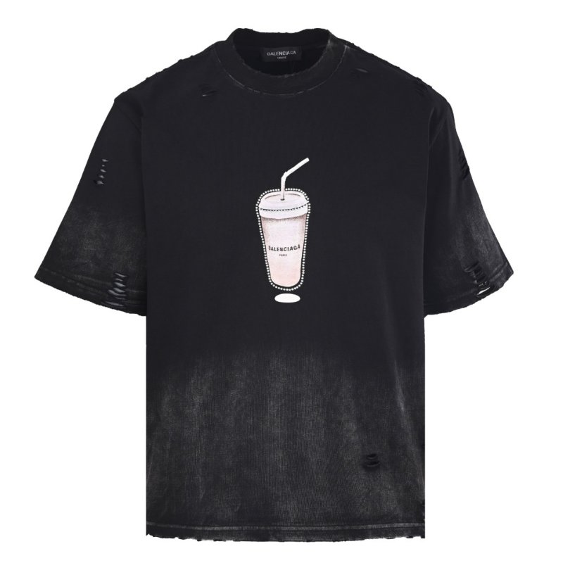 Black Distressed Beverage Cup Graphic T-Shirt view