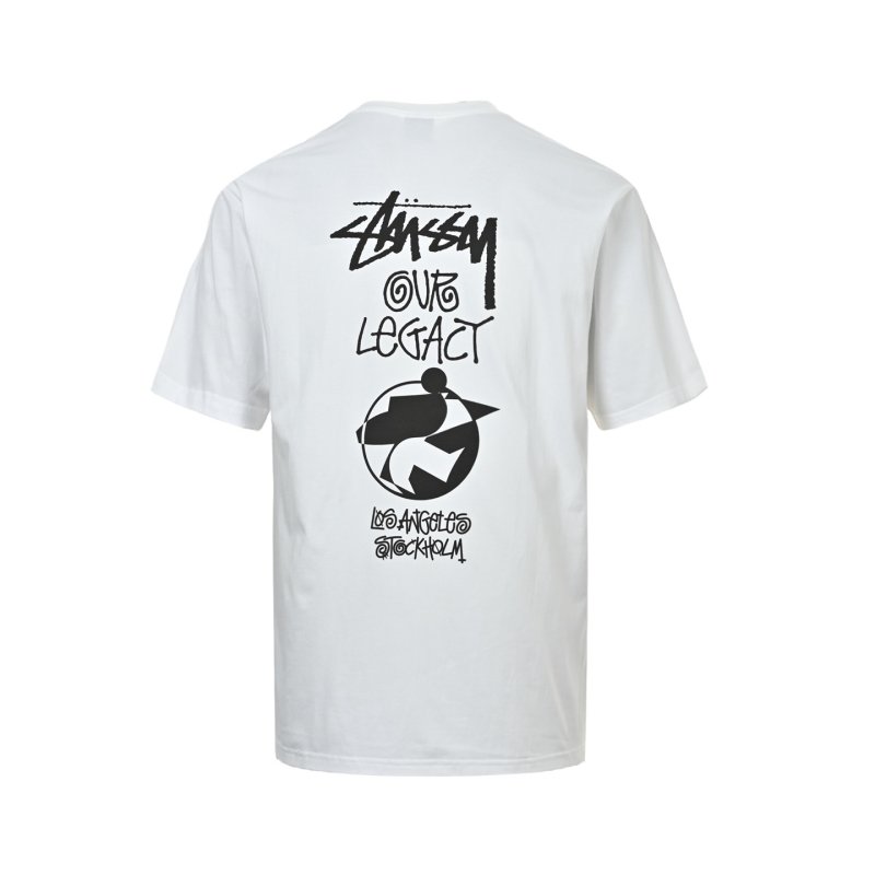 Stüssy Cream Short Sleeve T-Shirt with Logo Print view