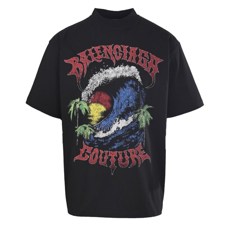 Black Graphic Print Oversized T-Shirt with Colorful Eye Design view