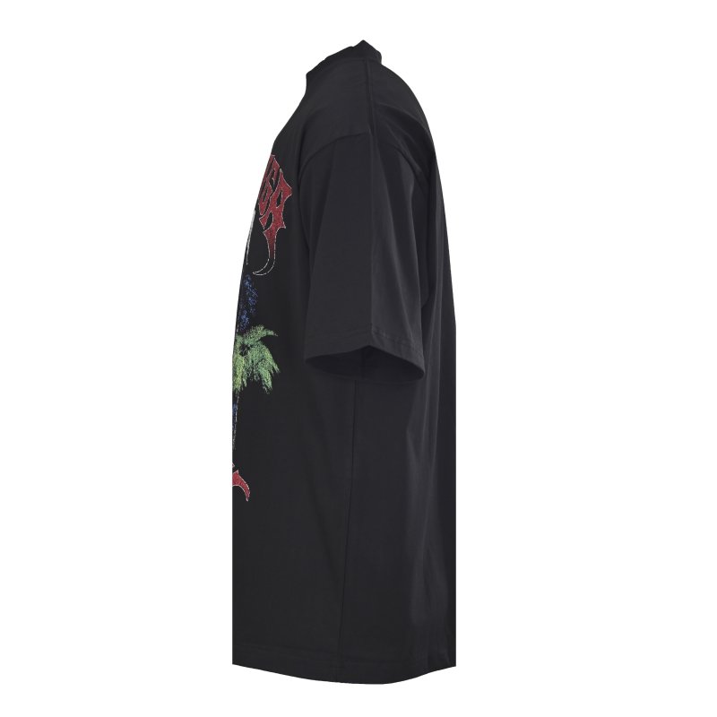 Black Graphic Print Oversized T-Shirt with Colorful Eye Design view