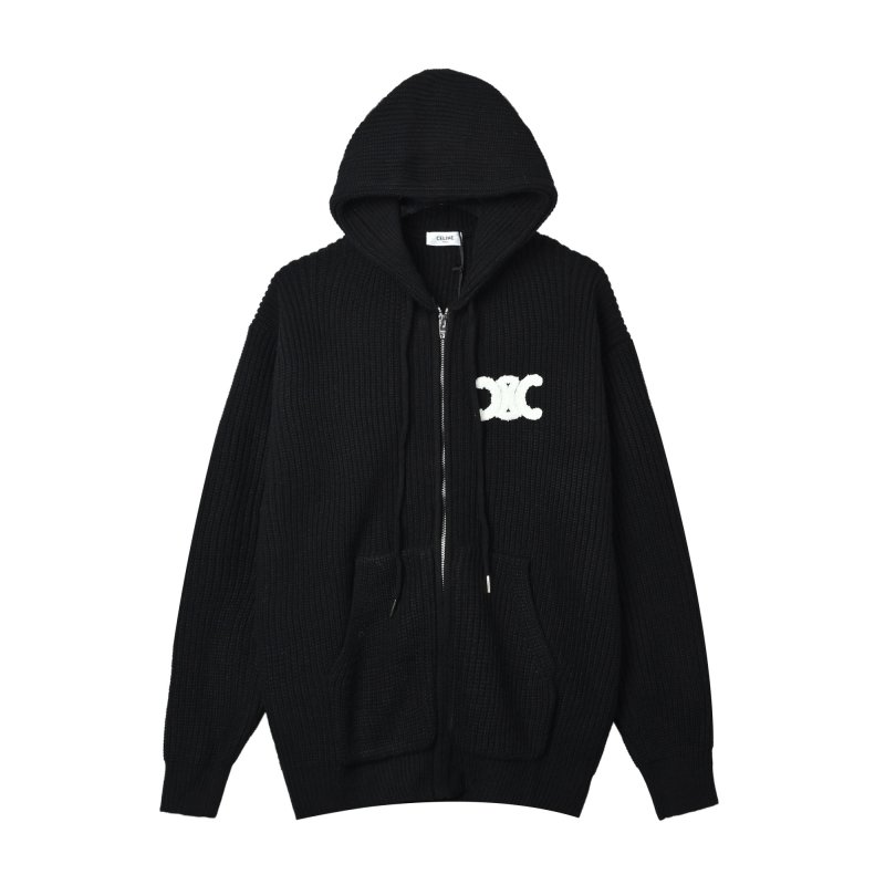 Essentials Black Ribbed Zip Hoodie view