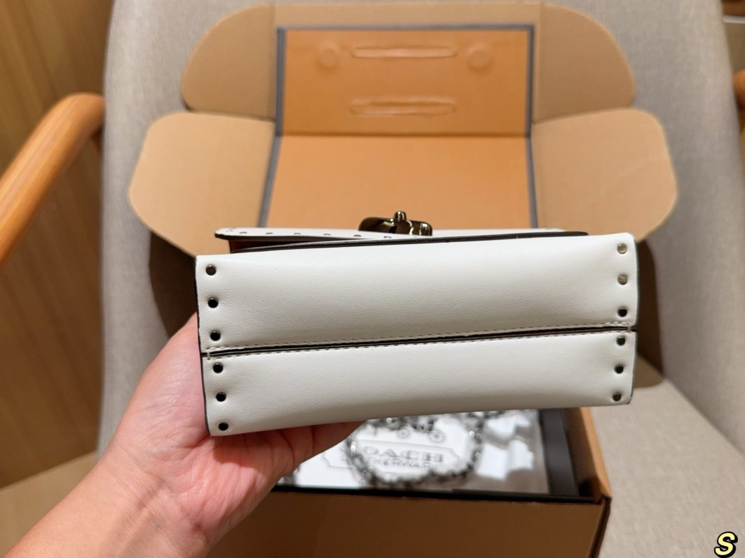 Coach Parker Studded Camellia Chain Shoulder Bag White view