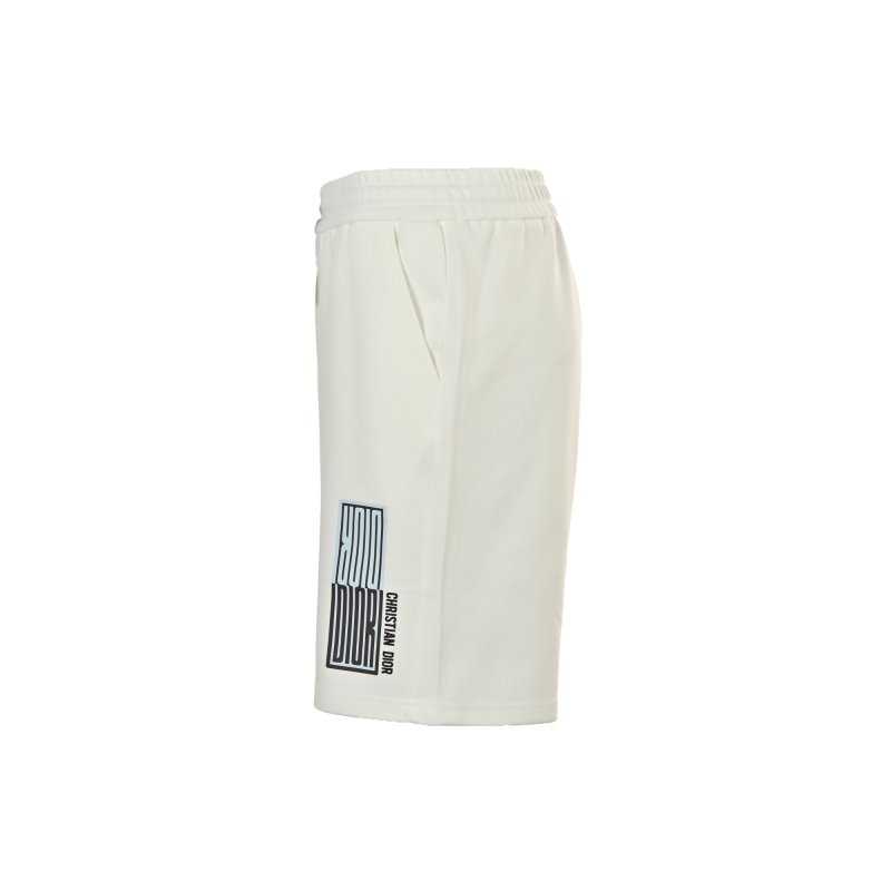 White Ribbed Waist Athletic Shorts with Graphic Print view
