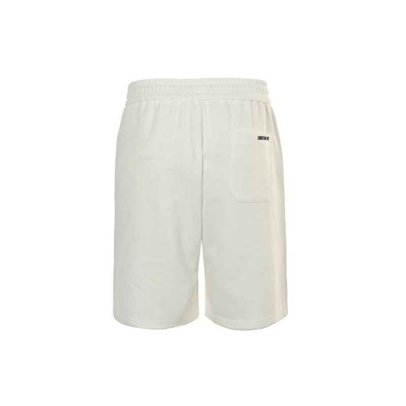 White Ribbed Waist Athletic Shorts with Graphic Print view