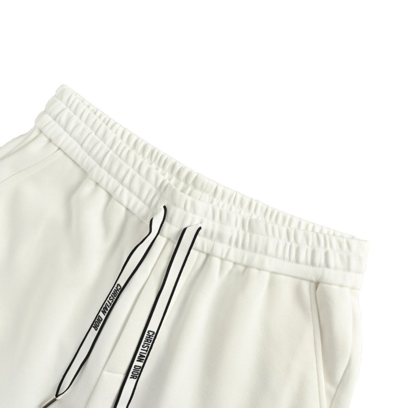 White Ribbed Waist Athletic Shorts with Graphic Print view