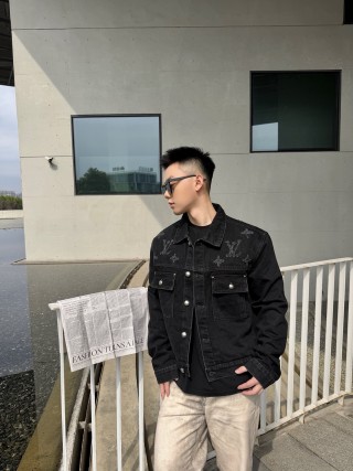 Essentials Black Denim Jacket with Distressed Detailing view 5