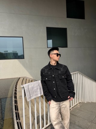 Essentials Black Denim Jacket with Distressed Detailing view 7