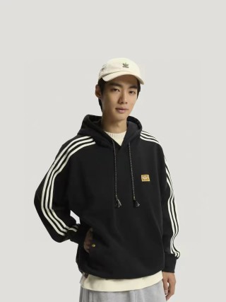 Adidas Originals Black Graphic Hoodie with Dragon Embroidery view 4