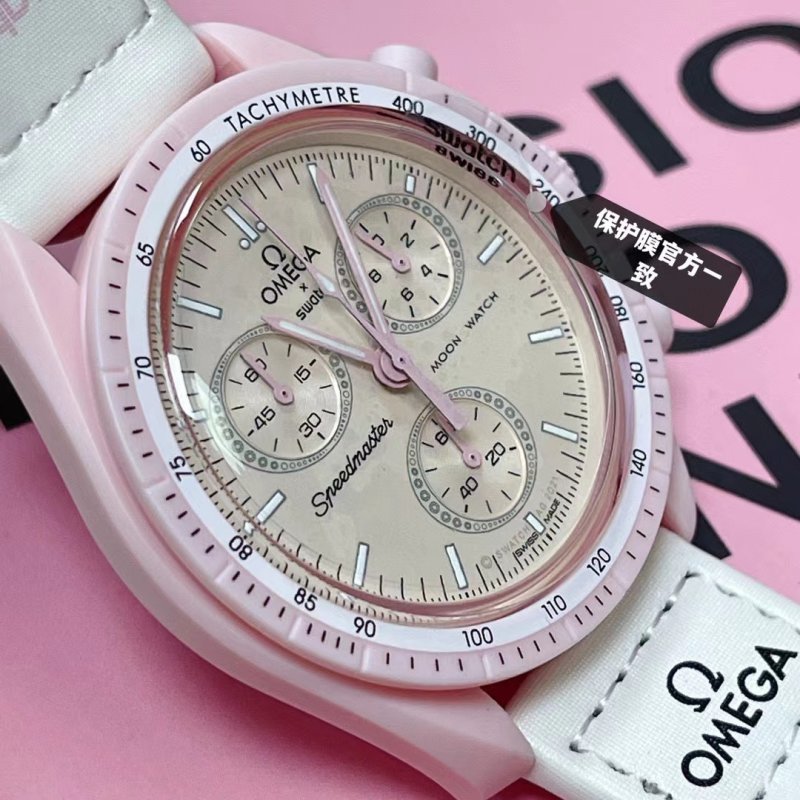 Swatch x Omega Speedmaster Moonwatch Chronograph Pink view