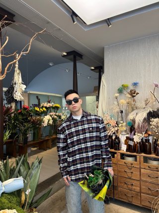Stone Island Navy Red Yellow Tartan Check Shirt view 2