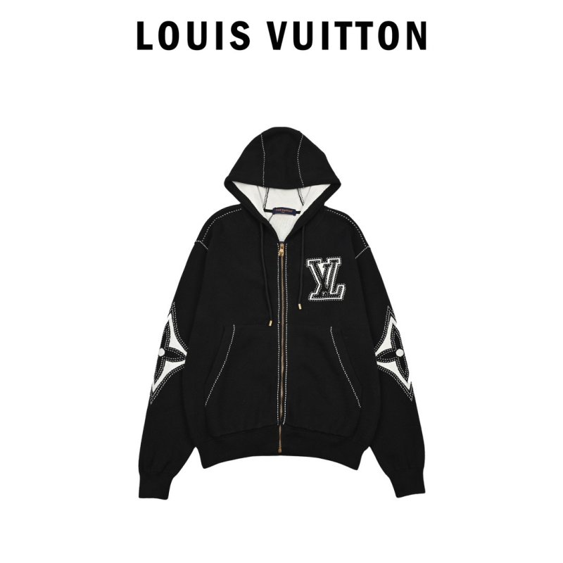 Black Zip Hoodie Jacket with Embroidered Logo view