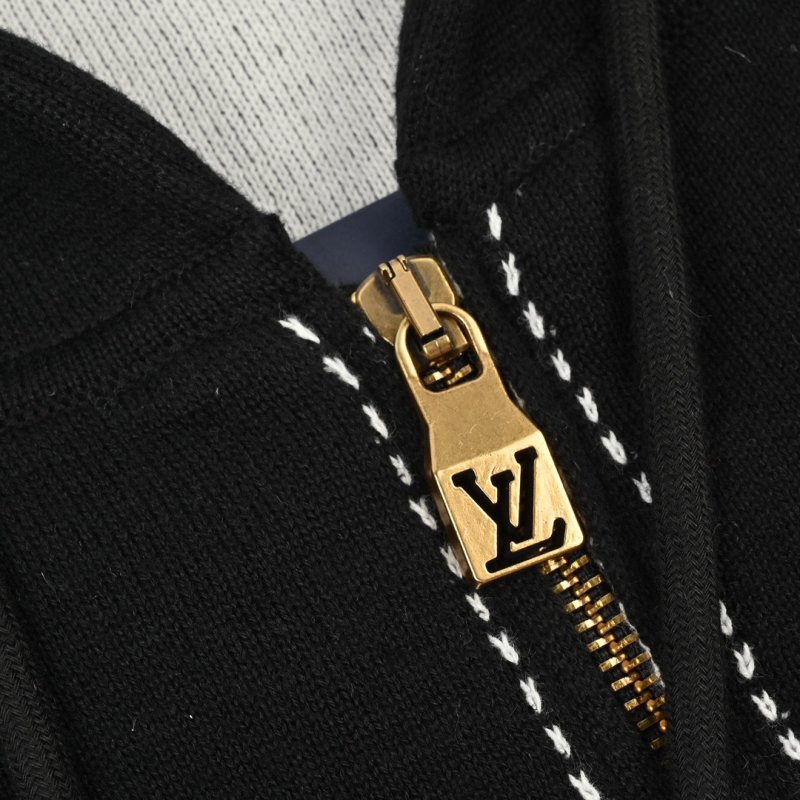Black Zip Hoodie Jacket with Embroidered Logo view