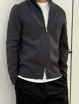 Dior Charcoal Grey Wool Zip Jacket view 2