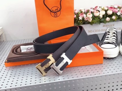 Hermès H Buckle Reversible Leather Belt Black/Brown