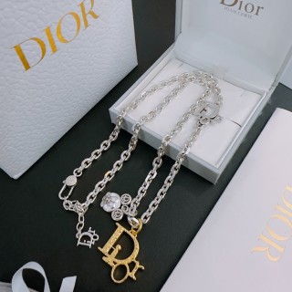 Dior Vintage Charm Silver Chain Necklace
