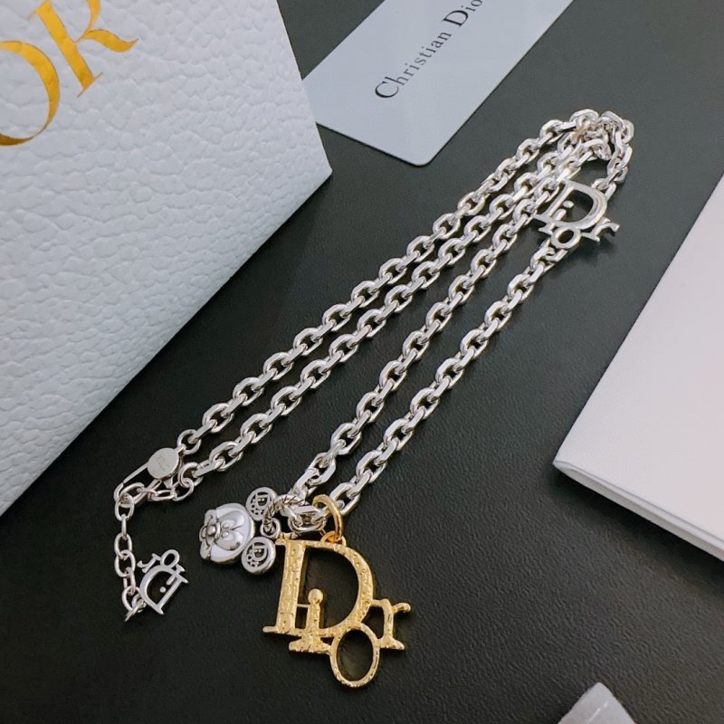 Dior Vintage Charm Silver Chain Necklace view